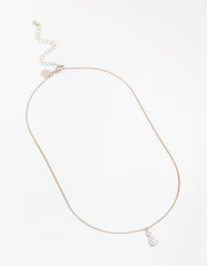 Silver Cubic Zirconia Pear Pendant Necklace