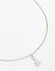 Silver Cubic Zirconia Pear Pendant Necklace