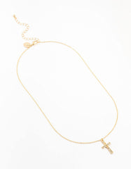 Gold Diamante Cross Necklace