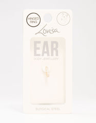 Gold Plated Surgical Steel Half Set Cubic Zirconia Clicker Ring