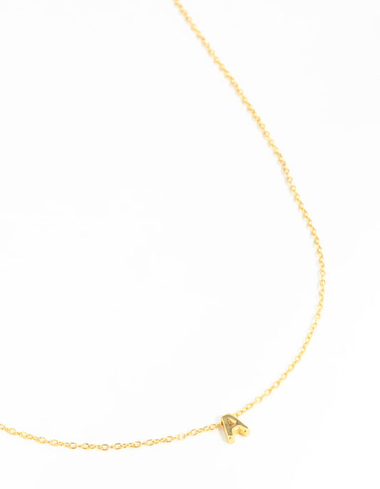 Gold Plated Sterling Silver Initial A Necklace