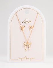 Gold Bows Necklace & Earring Set