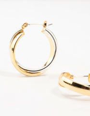 Mixed Metals Twisted Hoop Earrings