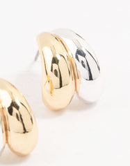 Mixed Metal Double Bubble Hoop Earrings