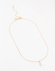 Gold Cubic Zirconia Pear Drop Pendant Necklace