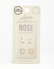 Mixed Metals Nose Stud & Spiral 4-Pack