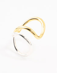 Mixed Metals Elongated Wrapped Ring