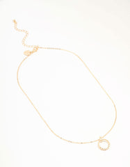 Gold Open Diamante Circle Necklace