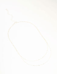 Silver Rope Layered Chain Necklace