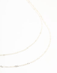 Silver Rope Layered Chain Necklace