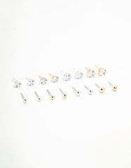 Mixed Metals Classic Stud Earrings 8-Pack
