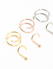 Mixed Metals Titanium Nose Spiral & Nose Stud 6-Pack