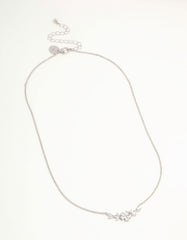 Silver Cubic Zirconia Flower & Vine Necklace