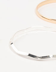 Mixed Metals Plain & Wavy Bangles 4-Pack