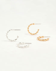 Mixed Metal Twisted Hoop Earrings 2-Pack