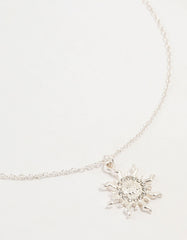 Silver Diamante Sun Pendant Necklace
