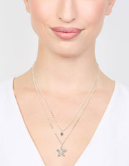Silver Diamante Flower Layered Necklace