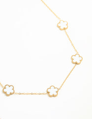 Waterproof Gold Plated Stainless Flower Charm Necklace