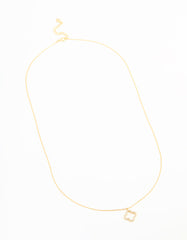 Gold Plated Sterling Silver Cubic Zirconia Flower Pendant Necklace