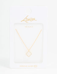 Gold Plated Sterling Silver Cubic Zirconia Flower Pendant Necklace