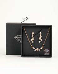 Gold Olive Branch Necklace & Earrings Set