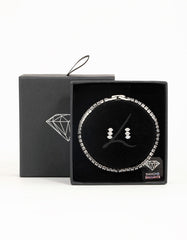 Silver Diamante Marquise Earrings & Tennis Bracelet Set