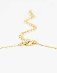 Gold Plated Cubic Zirconia Gothic Cross Necklace & Stud Earrings Set