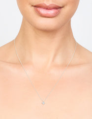 Sterling Silver Cubic Zirconia Micro Flower Pendant Necklace