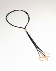 Black Cord & Gold Tassel Necklace