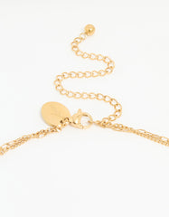 Waterproof Gold Plated Stainless Steel Pearl & Coin Layered Necklace
