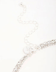 Silver Diamante Tennis Necklace & Earrings Set