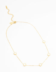 Waterproof Gold Plated Stainless Shell Petal Flower Pendant Necklace