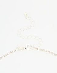 Silver Diamante Cupchain Tassel Vine Necklace & Earrings Set