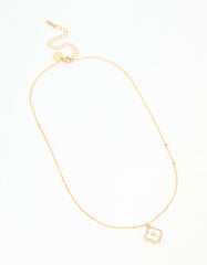 Waterproof Gold Plated Stainless Steel Flower Enamel Pendant Necklace