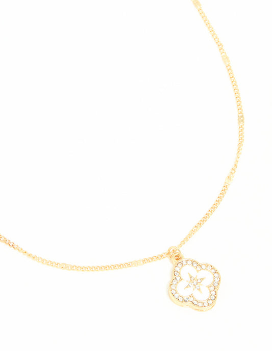 Waterproof Gold Plated Stainless Steel Flower Enamel Pendant Necklace