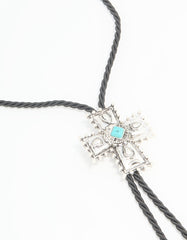 Silver Cord Turquoise Cross Y-Necklace