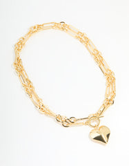 Gold Plated Heart Pendant Chain T & O Necklace
