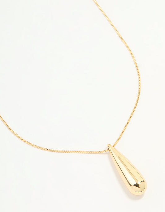 Gold Plated Teardrop Pendant Necklace
