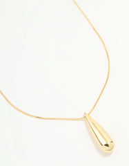 Gold Plated Teardrop Pendant Necklace