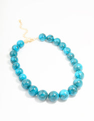 Gold Turquoise Acrylic Beaded Necklace