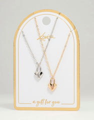 Mixed Metal Heart Locket Necklaces 2-Pack