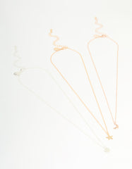 Mixed Metal Star, Moon & Heart Necklaces 3-Pack