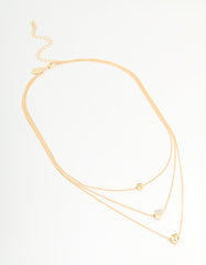 Gold Diamante Heart Layered Necklace