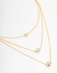 Gold Diamante Heart Layered Necklace