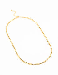 Waterproof Gold Plated Stainless Steel Round Box Chain Short Necklace