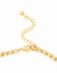 Waterproof Gold Plated Stainless Steel Round Box Chain Short Necklace