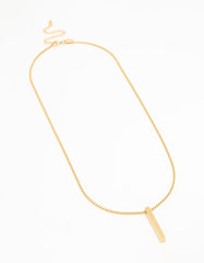 Waterproof Gold Plated Stainless Steel Rectangle Pendant Long Necklace