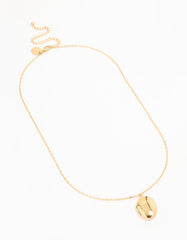Waterproof Gold Plated Stainless Steel Oval Locket Short Necklace