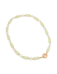 Gold Green Beaded Toggle Necklace