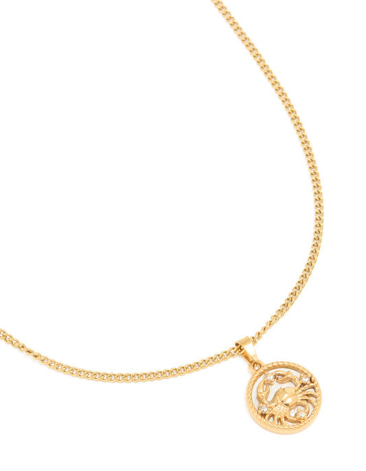 Waterproof Gold Plated Stainless Steel Cancer Circle Necklace